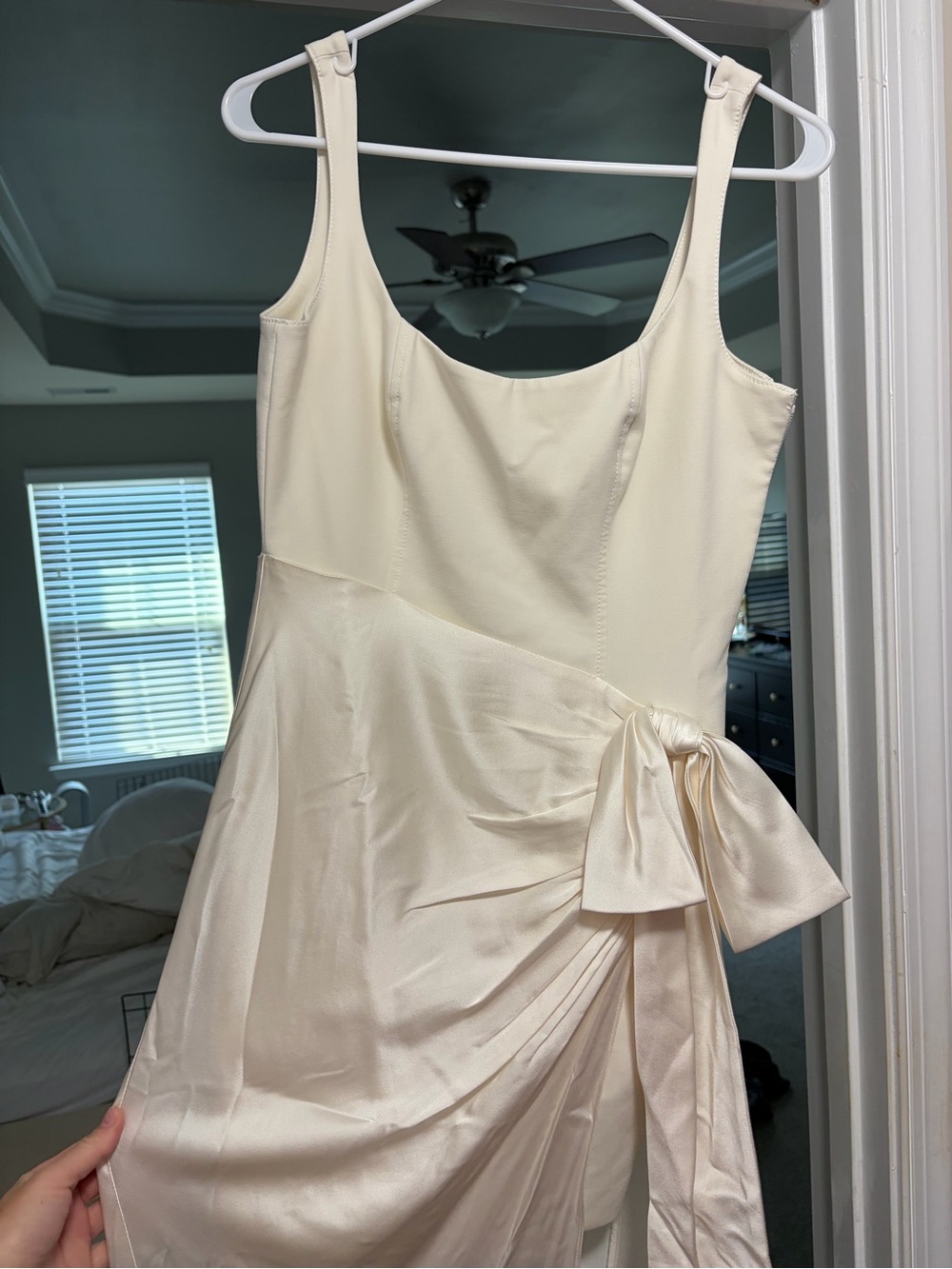 cinq a sept ivory white Satin Maxi Dress with Side Tie